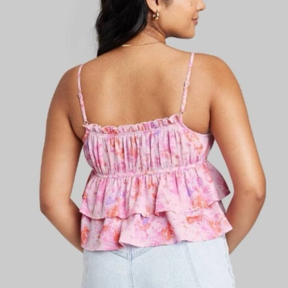 NWT Wild Fable Butterly Tiered Ruffle Tank Top - Picture 2 of 3